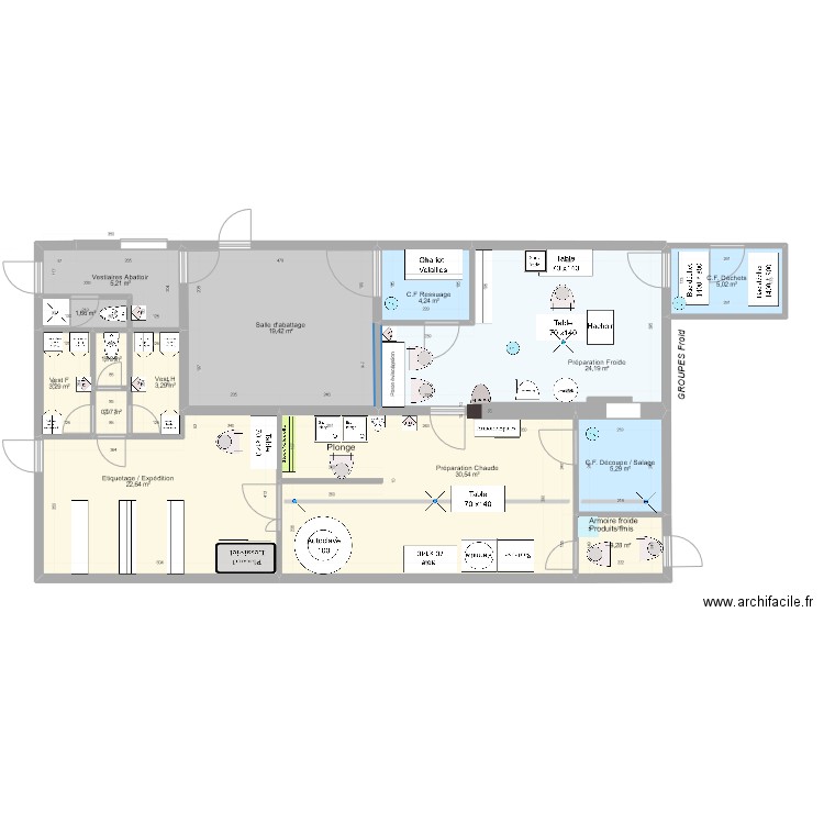 Haut Pouyet 005. Plan de 14 pièces et 130 m2