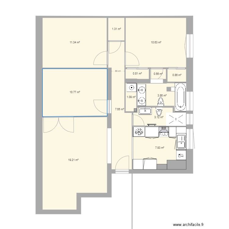 Plan avec bonnes dimensions et 2sdb yc 2ipn. Plan de 0 pièce et 0 m2