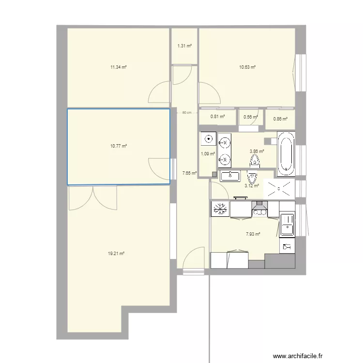 Plan avec bonnes dimensions et 2sdb yc 2ipn. Plan de 