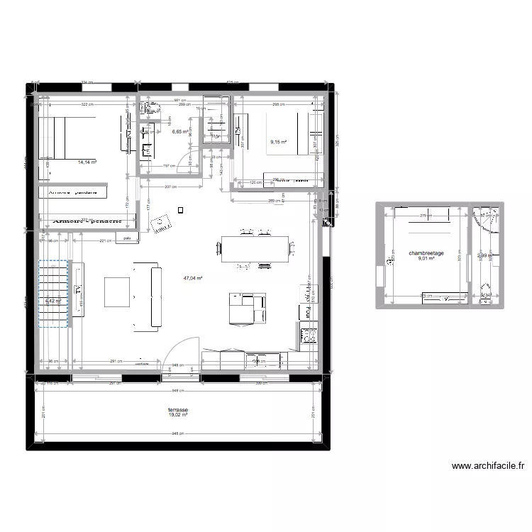 maison meuble ilot. Plan de maison meuble ilot. Plan de