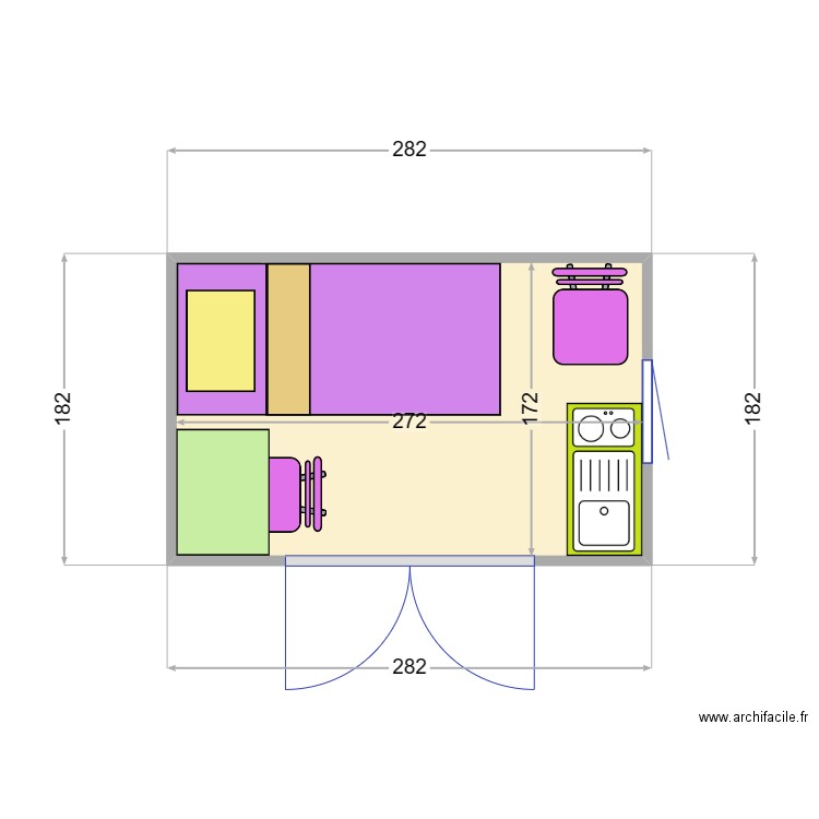 Abri de jardin 02. Plan de 1 pièce et 5 m2