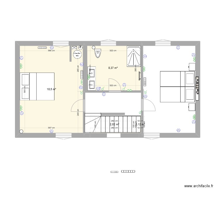 PLAN 1ER ETAGE ANNE. Plan de 4 pièces et 30 m2