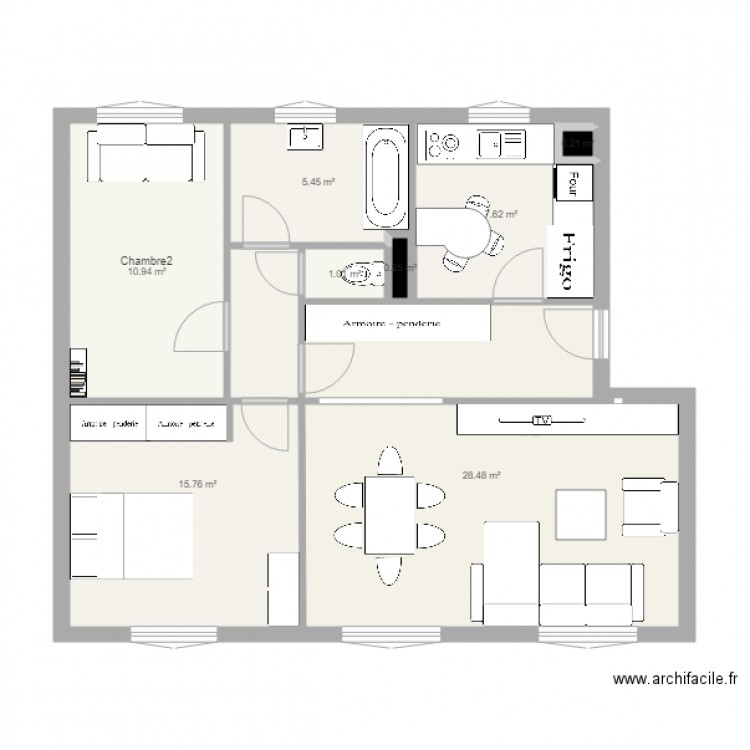 Appartement 75 m2. Plan de 0 pièce et 0 m2