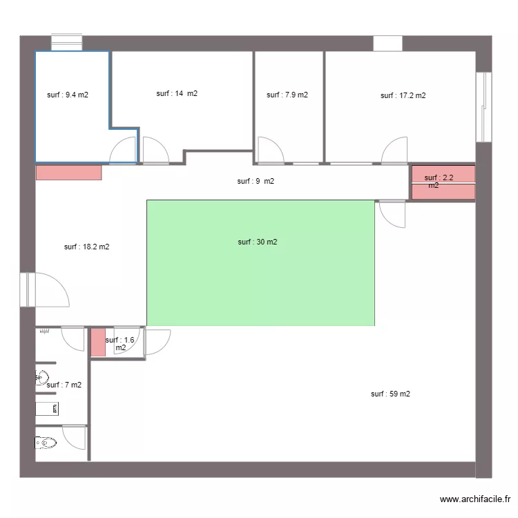 releve CARRE actuel  SANS  cotation. Plan de 