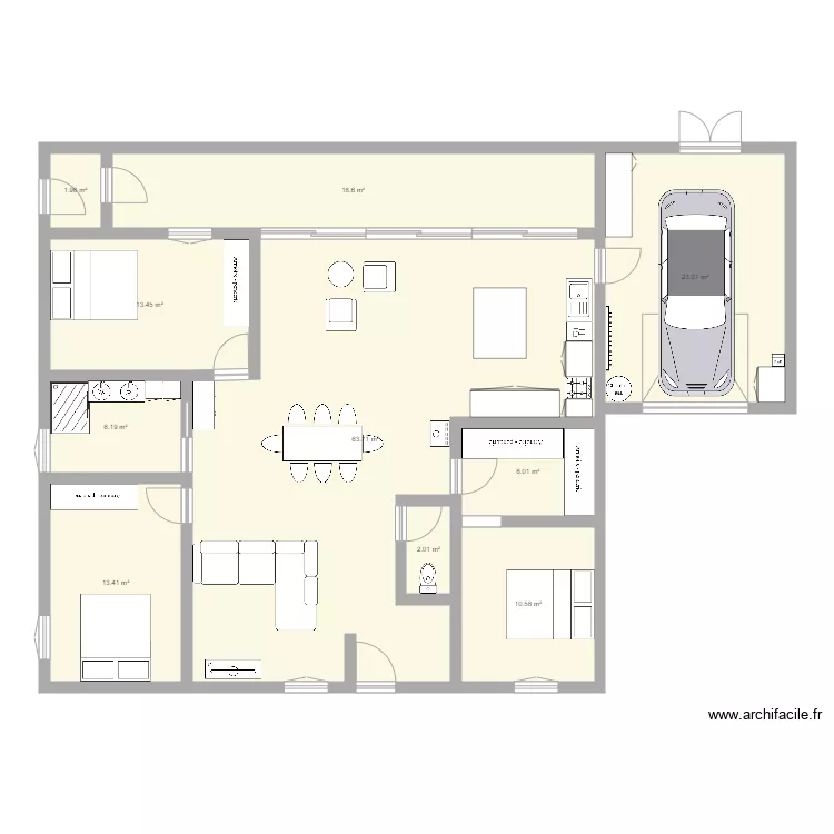 maison2 carr&eacute; 120m. Plan de 