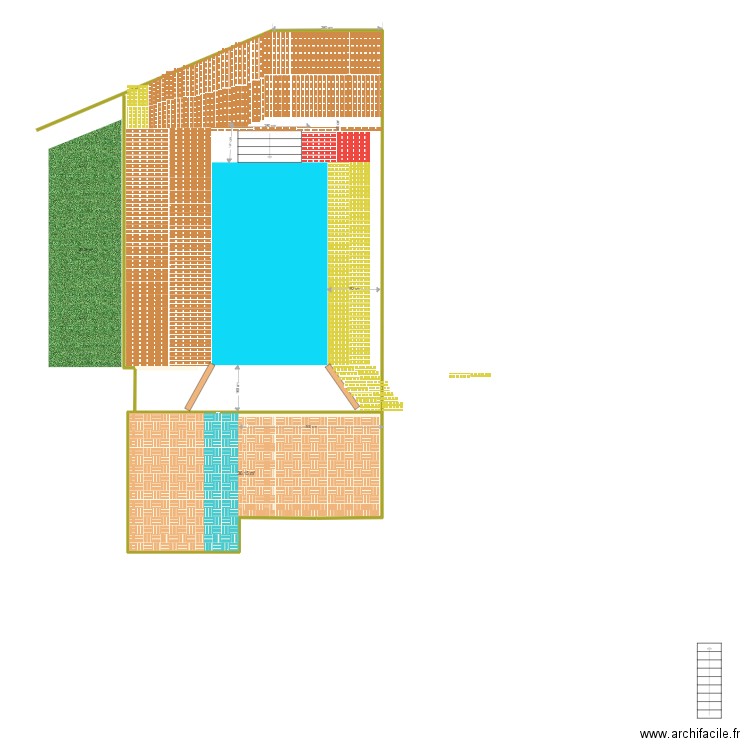 Aménagement Terrasse Cancun. Plan de 1 pièce et 36 m2