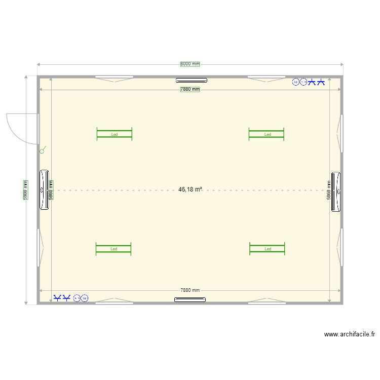 Plan Pro Isol. Plan de 1 pièce et 46 m2