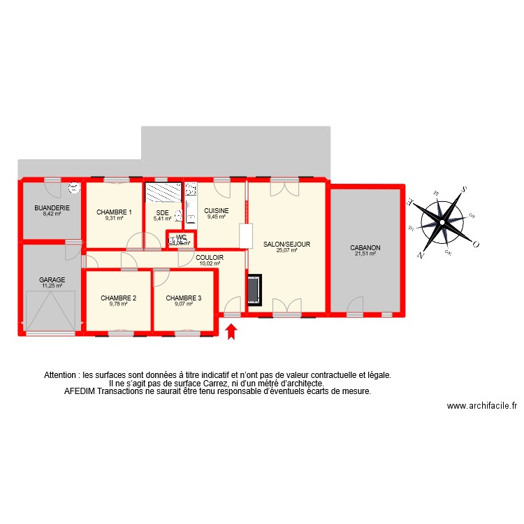 BI 9059. Plan de 13 pièces et 146 m2