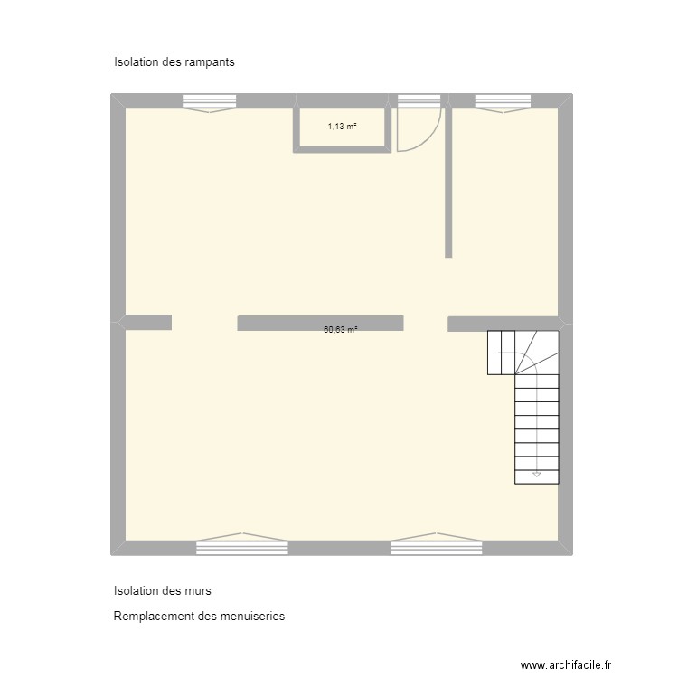 le beux rdc. Plan de 2 pièces et 62 m2