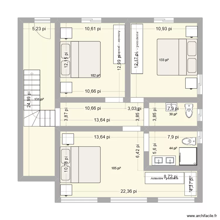 Iles - 2e sans agrandissement. Plan de 6 et 66 m² Iles - 2e sans agrandissement. Plan de 6 et 66 m²
