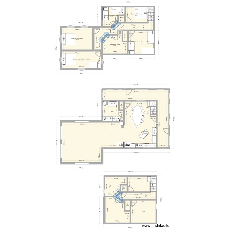 Plan maison 898. Plan de 19 pièces et 257 m2