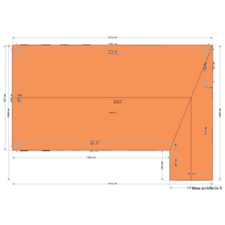 plan toiture (2). Plan de 1 pièce et 128 m2