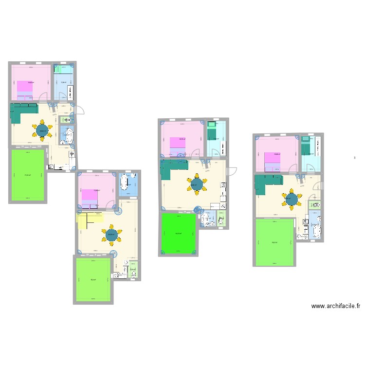 CHAVE 1. Plan de 23 pièces et 289 m2