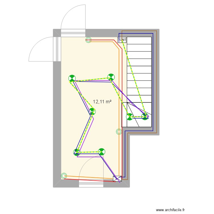 couloir rdc. Plan de 0 pièce et 0 m2