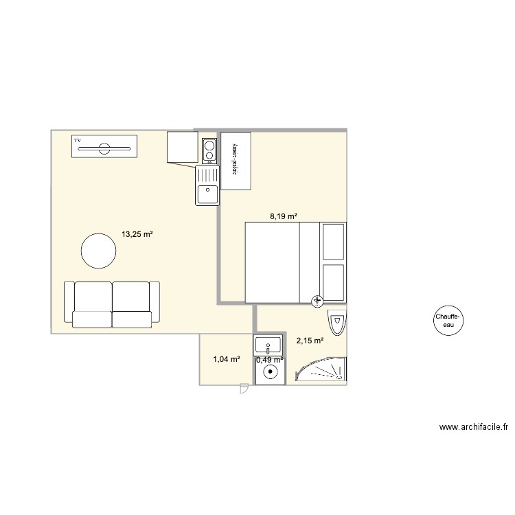 PLAN 1. Plan de 5 pièces et 25 m2