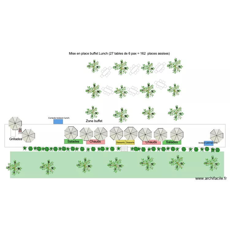 Mise en place Azaren F&B Lunch. Plan de 