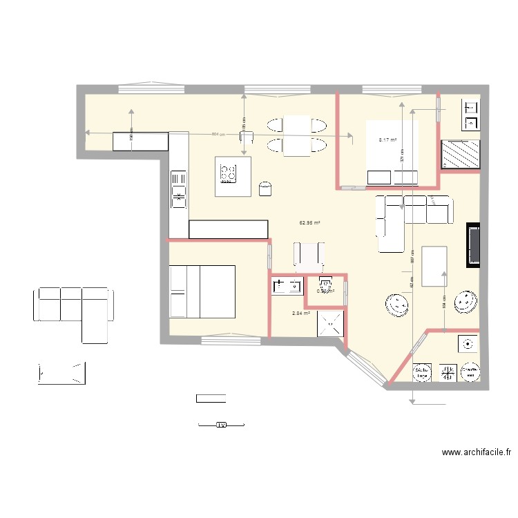 projet paris cuisine entre. Plan de 0 pièce et 0 m2