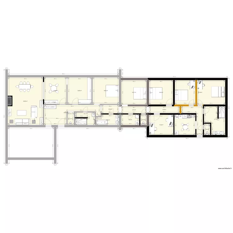 Vedrin apr&egrave;s r&eacute;novation avec 2 chambres. Plan de 