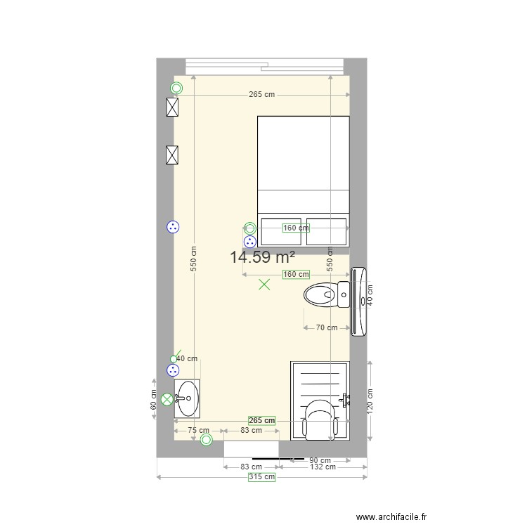 ATTOUIL. Plan de 1 pièce et 15 m2