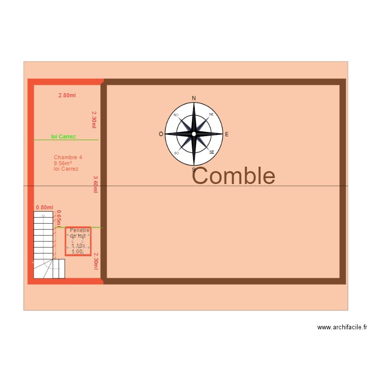 Mederic projet etage. Plan de 4 pièces et 101 m2