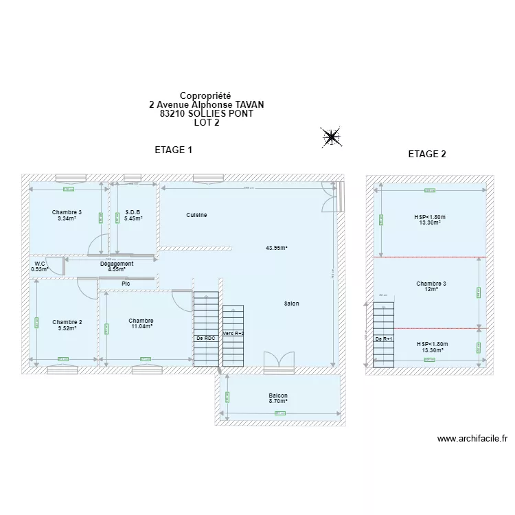SCULLINI BERTON 2 AV ALPHONSE TAVAN ETAGE 1 ET 2. Plan de SCULLINI BERTON 2 AV ALPHONSE TAVAN ETAGE 1 ET 2. Plan de