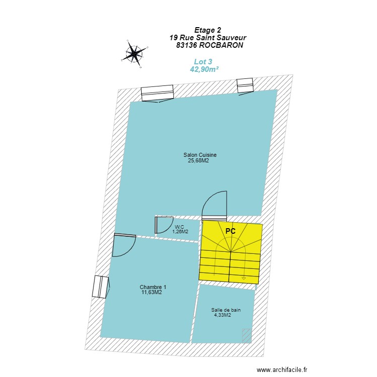 DELCENSERIE ROCBARON 2EME ETAGE. Plan de 0 pièce et 0 m2