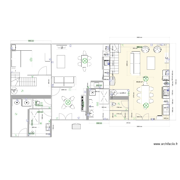 gites version 2. Plan de 1 pièce et 41 m2