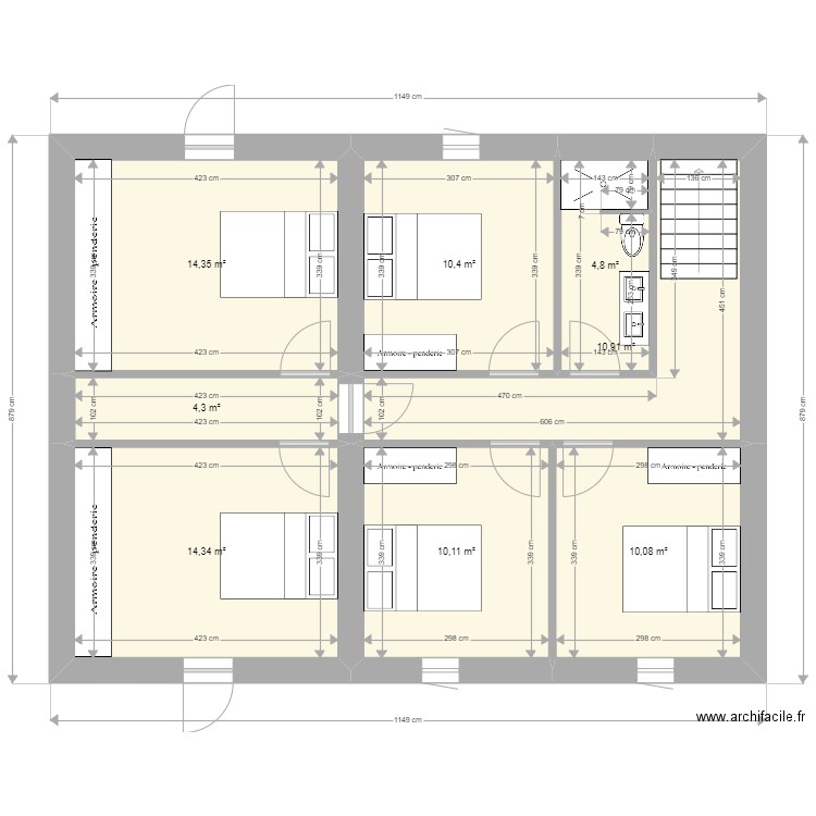 Péronnas r1. Plan de 8 pièces et 79 m2