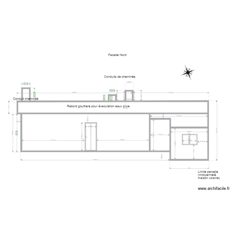 DP4 plan facade nord avant apres. Plan de 