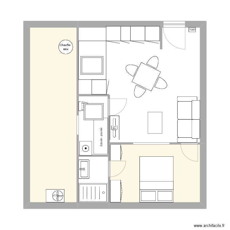 planb vallairis app 2. Plan de 2 pièces et 23 m2