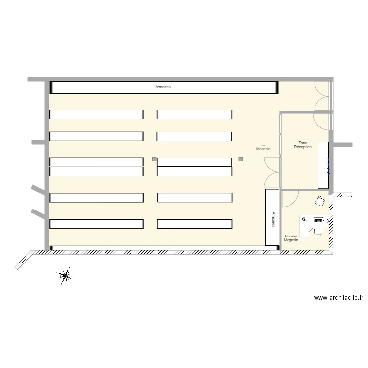 Magasin. Plan de 0 pièce et 0 m2