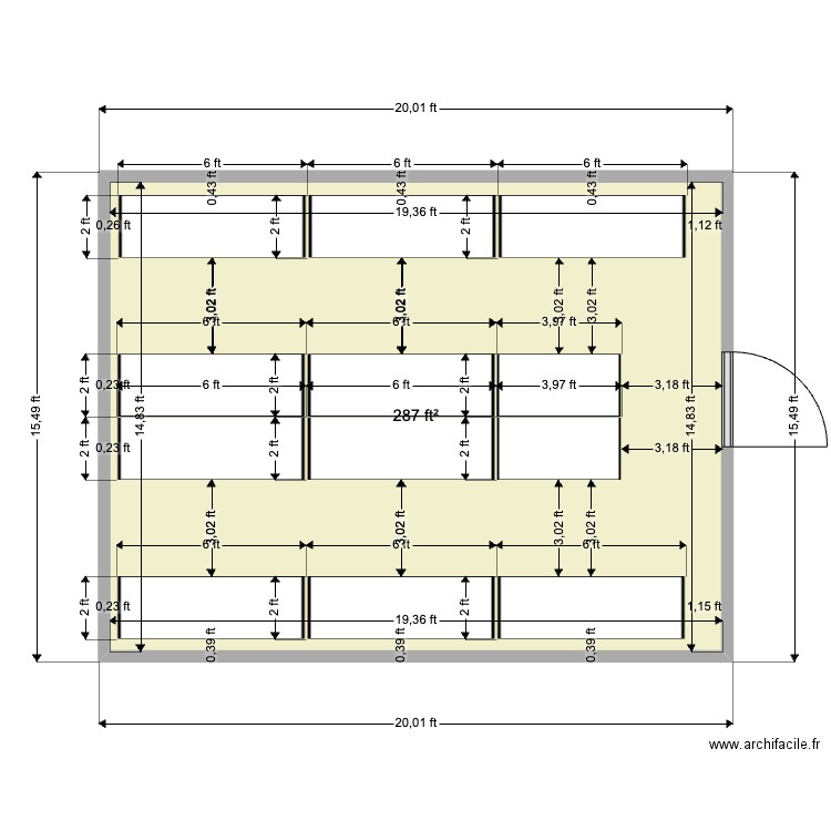 Merck 9x12. Plan de 1 pièce et 27 m2