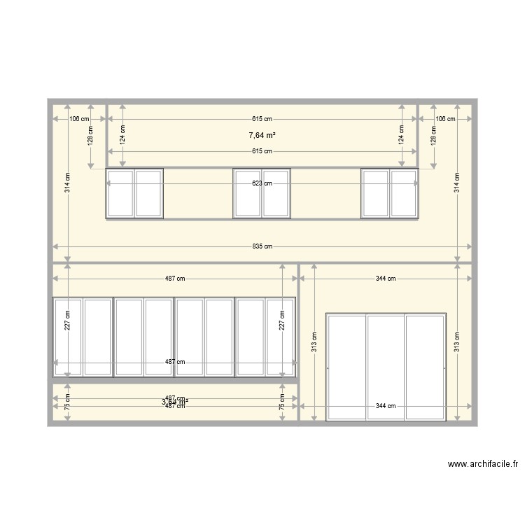 Vu arrière actuel coté jardin. Plan de 5 pièces et 51 m2