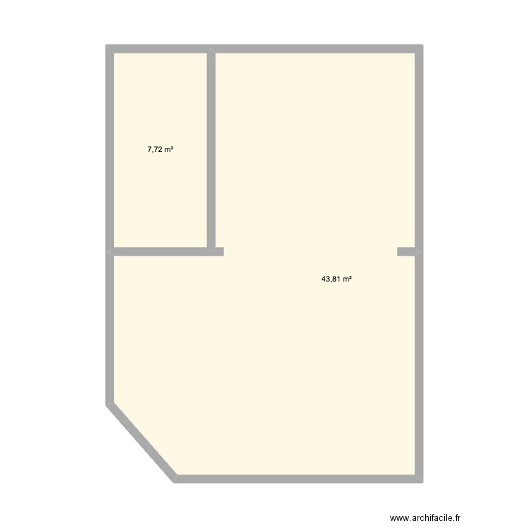 dr bureau. Plan de 2 pièces et 52 m2