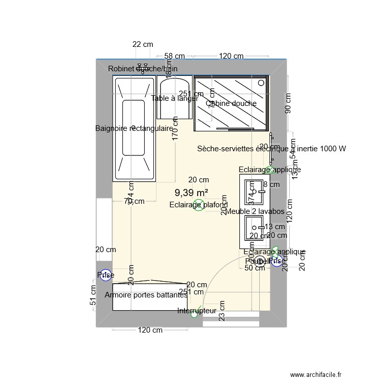 SDB Léo. Plan de 0 pièce et 0 m2