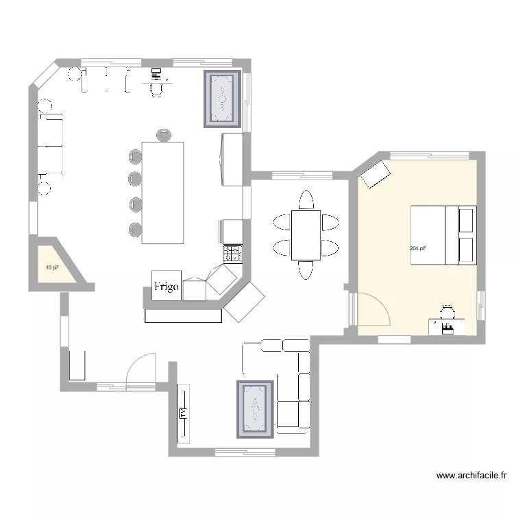 Cuisine Salon. Plan de 