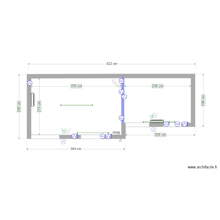 Abri de jardin Electricité. Plan de 1 pièce et 11 m2