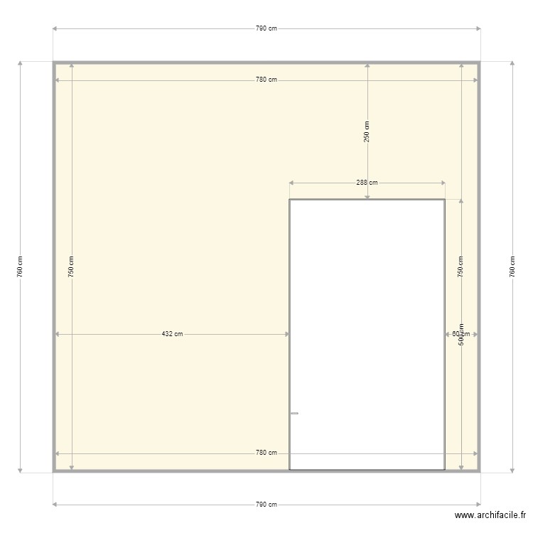 wall 9 opening X 3. Plan de 1 pièce et 59 m2