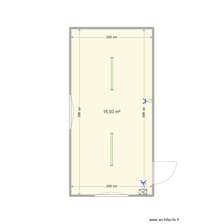 63065. Plan de 1 pièce et 17 m2