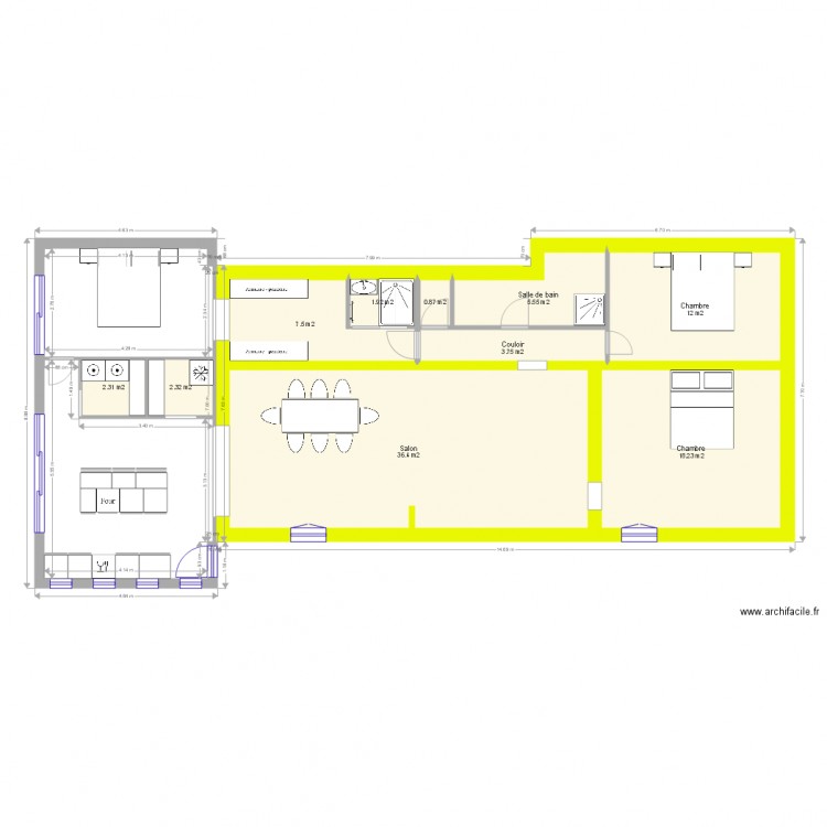 Extension version Prestaire. Plan de 0 pièce et 0 m2