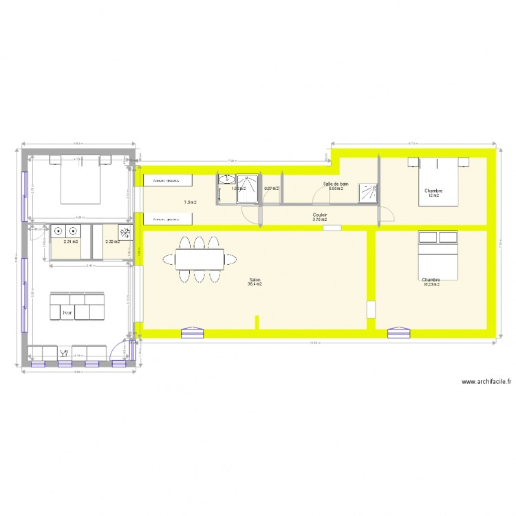 Extension version Prestaire. Plan de 0 pièce et 0 m2