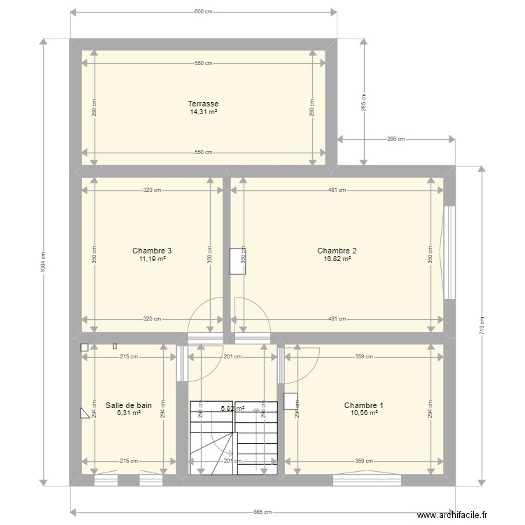 Etage Thomas HASSLER et Maïté. Plan de 6 pièces et 65 m2