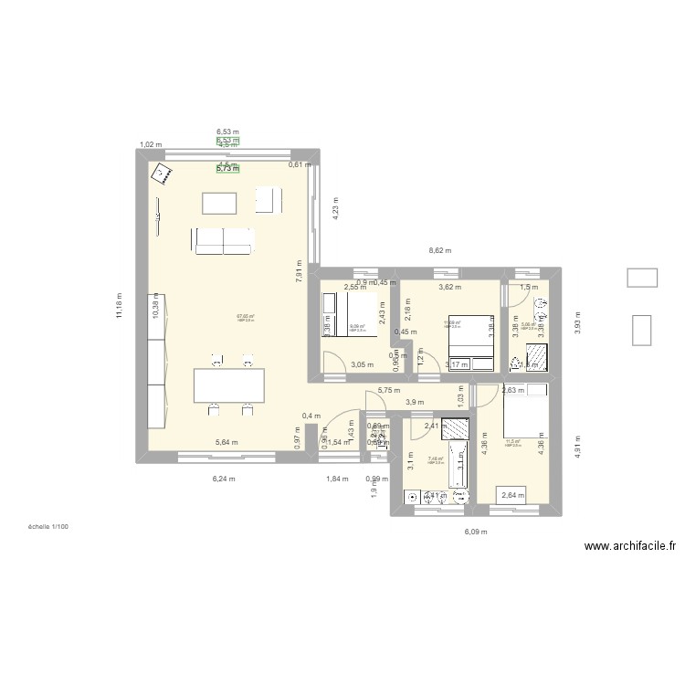 2023 08 07 permis 2 stella 14 . Plan de 7 pièces et 114 m2