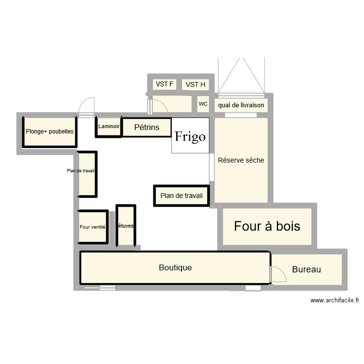Fournil 1920 2.0. Plan de 16 pièces et 65 m2