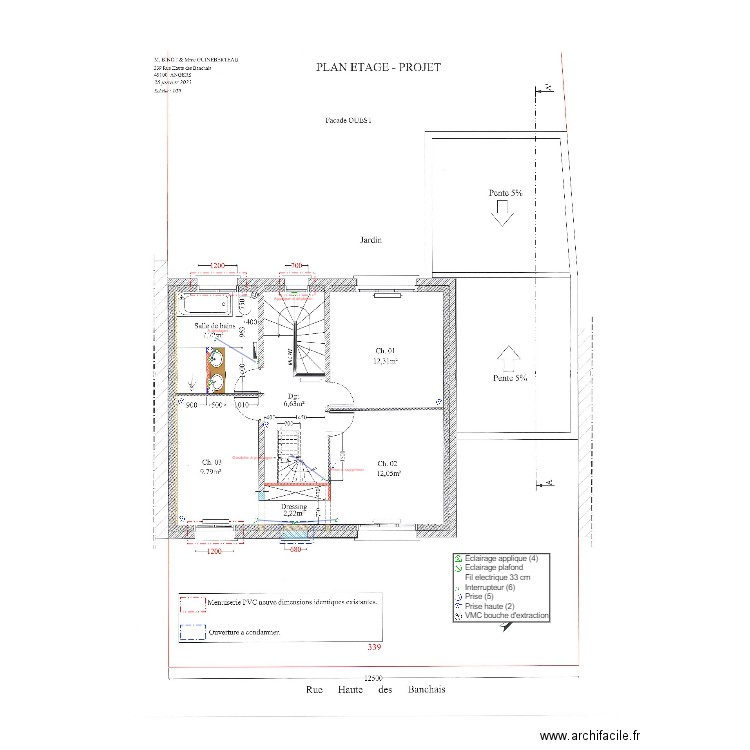 Plan R+1 électrique Binot Guineberteau 0502. Plan de 0 pièce et 0 m2