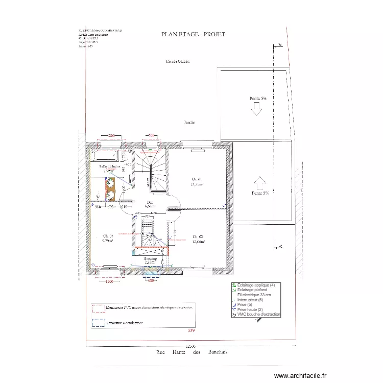 Plan R+1 électrique Binot Guineberteau 0502. Plan de Plan R+1 électrique Binot Guineberteau 0502. Plan de