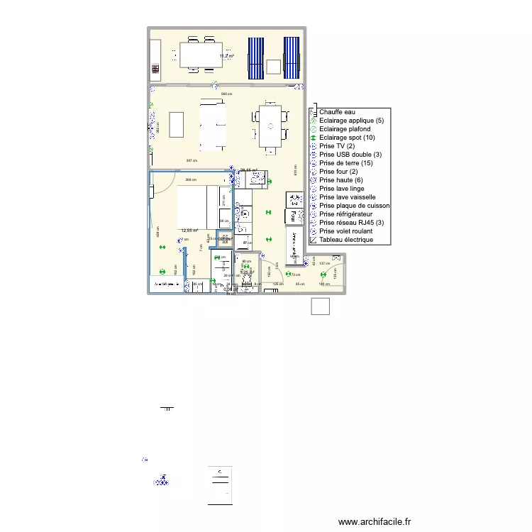 Santa Clara 2 face mer 43m2 V6. Plan de 