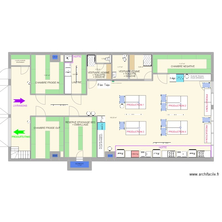 Atelier 13 - Shared Kitchen Anderlecht avec plan cuisine. Plan de 12 pièces et 215 m2