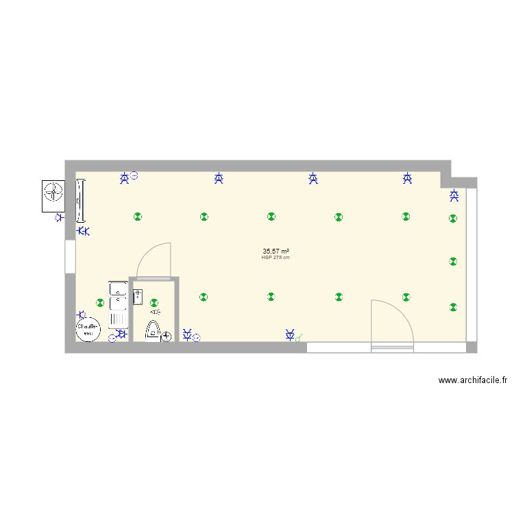 MAGASIN ELECTRICITE. Plan de 2 pièces et 37 m2