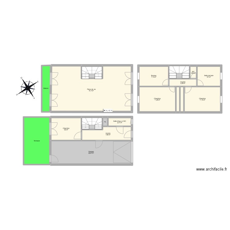 Clarisse Tomblaine. Plan de 19 pièces et 152 m2